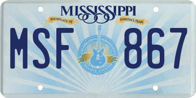 MS license plate MSF867