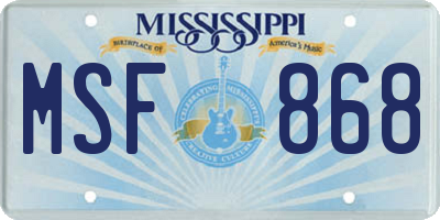 MS license plate MSF868