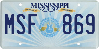 MS license plate MSF869