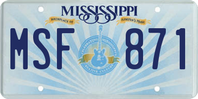MS license plate MSF871