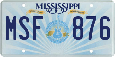 MS license plate MSF876
