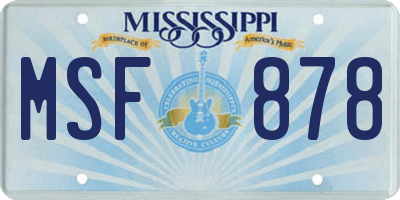 MS license plate MSF878