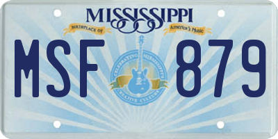 MS license plate MSF879