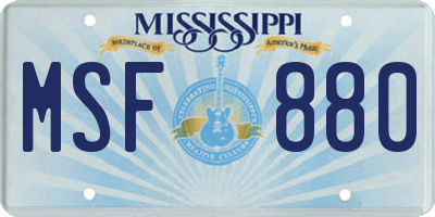 MS license plate MSF880