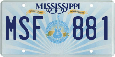 MS license plate MSF881