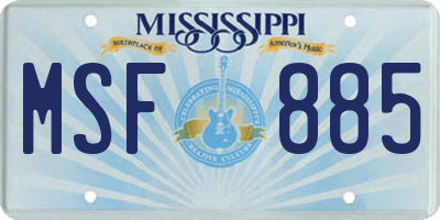 MS license plate MSF885