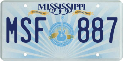 MS license plate MSF887