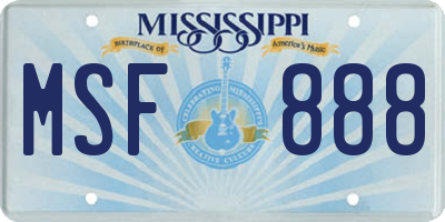 MS license plate MSF888
