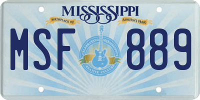 MS license plate MSF889