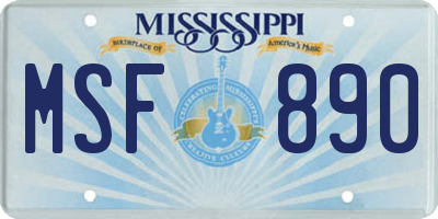 MS license plate MSF890