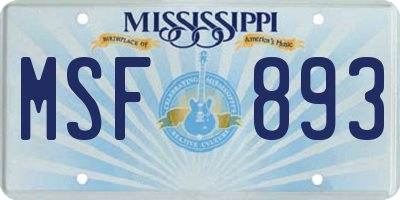 MS license plate MSF893