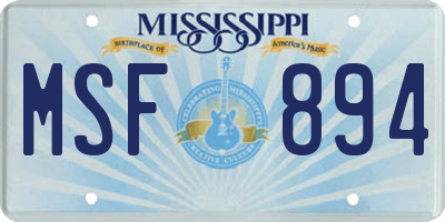 MS license plate MSF894