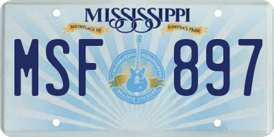 MS license plate MSF897