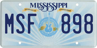 MS license plate MSF898
