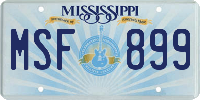 MS license plate MSF899