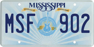 MS license plate MSF902