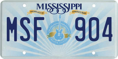 MS license plate MSF904