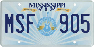 MS license plate MSF905