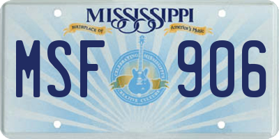 MS license plate MSF906