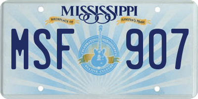 MS license plate MSF907