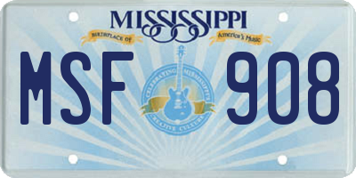 MS license plate MSF908