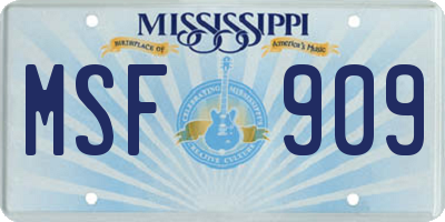 MS license plate MSF909