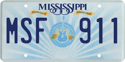 MS license plate MSF911