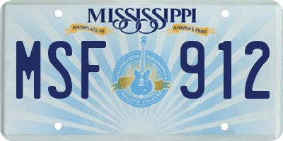 MS license plate MSF912