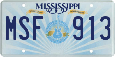 MS license plate MSF913