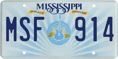 MS license plate MSF914