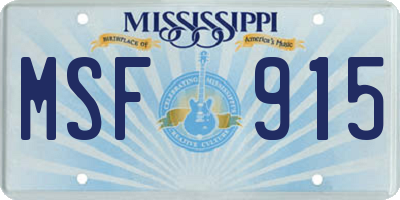 MS license plate MSF915