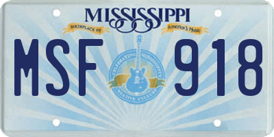 MS license plate MSF918
