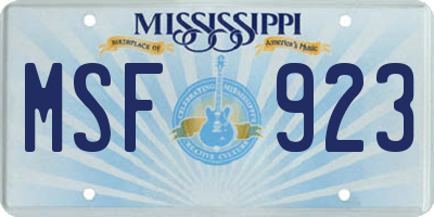 MS license plate MSF923