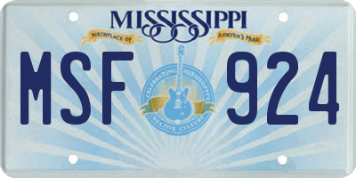 MS license plate MSF924