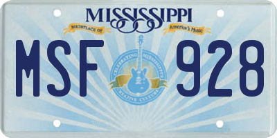 MS license plate MSF928