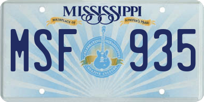 MS license plate MSF935