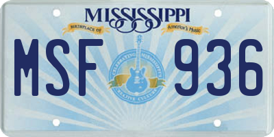 MS license plate MSF936