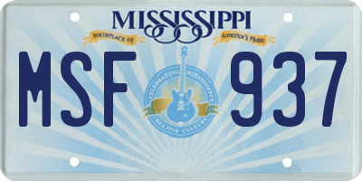 MS license plate MSF937