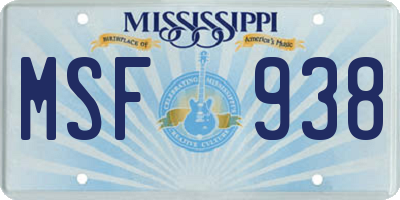 MS license plate MSF938