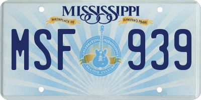 MS license plate MSF939