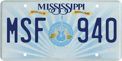 MS license plate MSF940