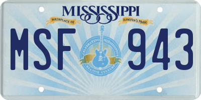 MS license plate MSF943