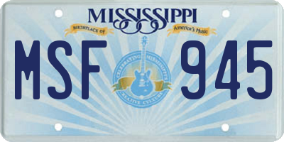 MS license plate MSF945