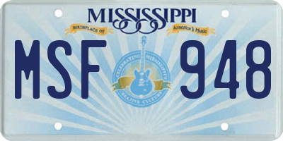 MS license plate MSF948