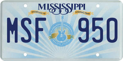MS license plate MSF950