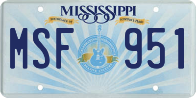 MS license plate MSF951