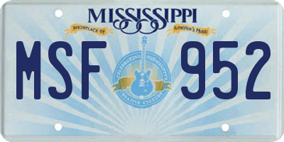 MS license plate MSF952