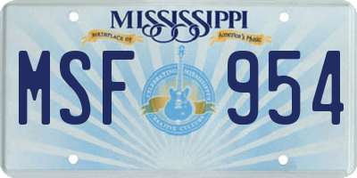 MS license plate MSF954
