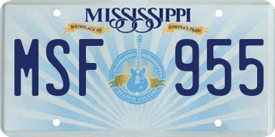 MS license plate MSF955