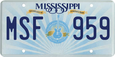 MS license plate MSF959